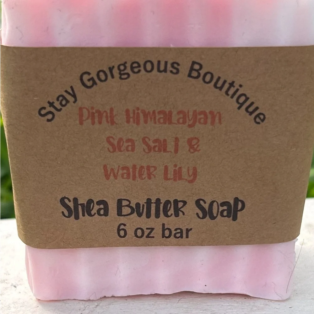 Handcrafted Pink Himalayan Sea Salt & Water Lily Shea Butter Soap - Picture 2 of 6